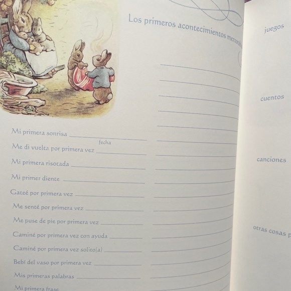 NEW Vntg Spanish Peter Rabbit “El Cuento De Los Dias Del Bebe” Baby Memory Book - Picture 5 of 7